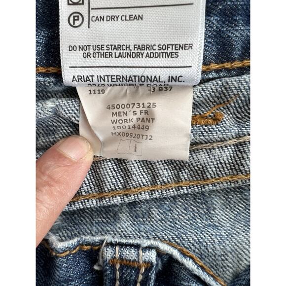 Ariat FR M3 Loose Fit Jeans Blue Men’s 38X32 Thrashed Grunge Work Cotton CAT2 - Picture 15 of 15